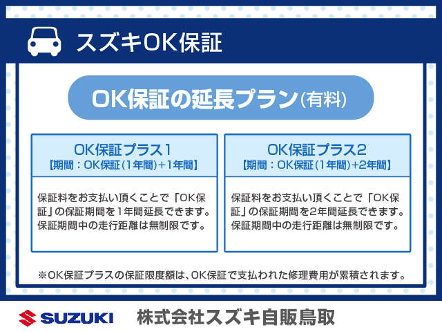 株式会社スズキ自販鳥取 Ｕ’ｓＳＴＡＴＩＯＮ米子 保証 画像4