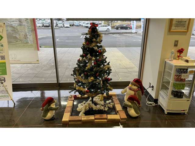 季節ごとに飾り付けを行っております。クリスマスツリーとペンギンさん♪店内の飾りつけも見つけてみてください！