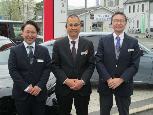 今期から中古車スタッフに小早川が新たに加わり、砂田、小早川、松森の３名でご対応致します。